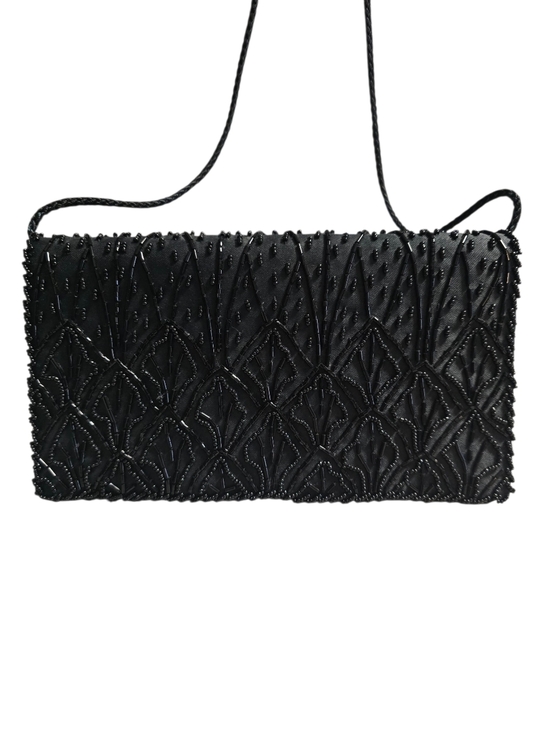 Handbags - Black Beaded Evening Clutch